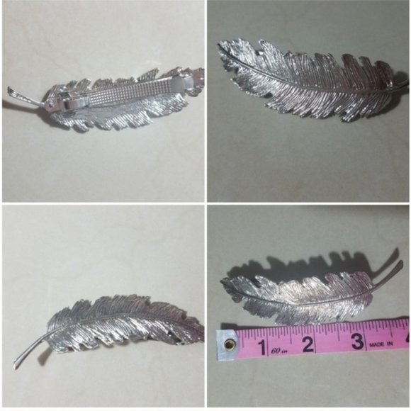 Brandy Melville Silver Feather Leaf BOHO Hair Clip - Picture 3 of 6